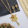 Traditional gold-plated Pandent necklace set with red and green stone detailing, paired with matching earrings – perfect imitation jewellery for women | RC Imitation Jewellery