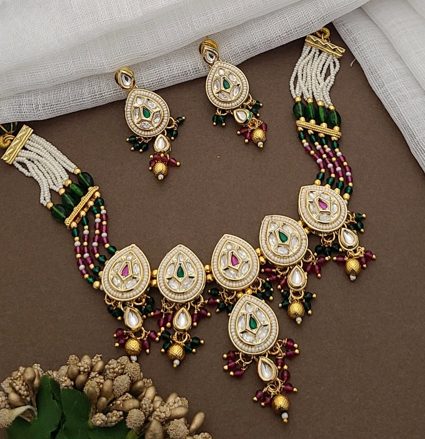 Exquisite Kundan & Beaded Bridal Necklace Set