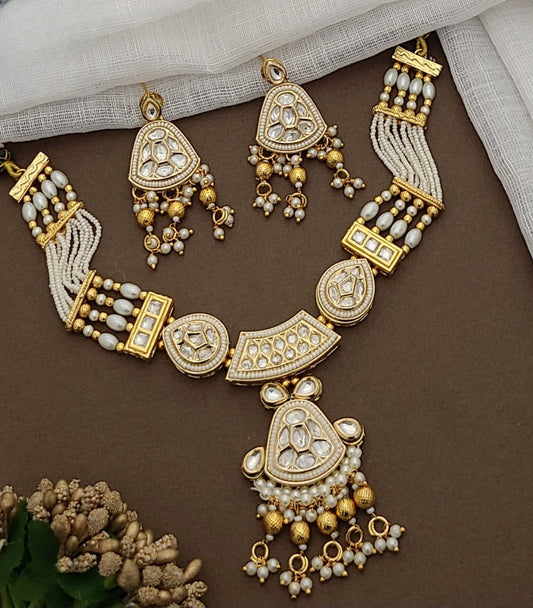 Royal Kundan & Pearl Necklace Set with Chandbali Pendant