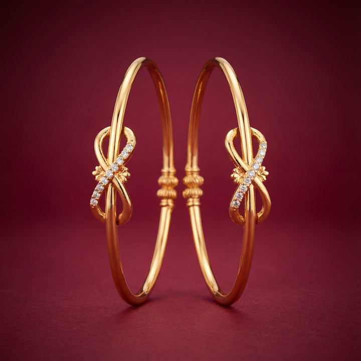 Gold Plated Infinity Knot Bangles with AD Stones - KB007