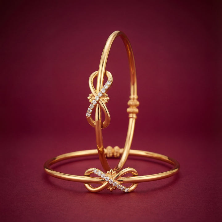Gold Plated Infinity Knot Bangles with AD Stones - KB007