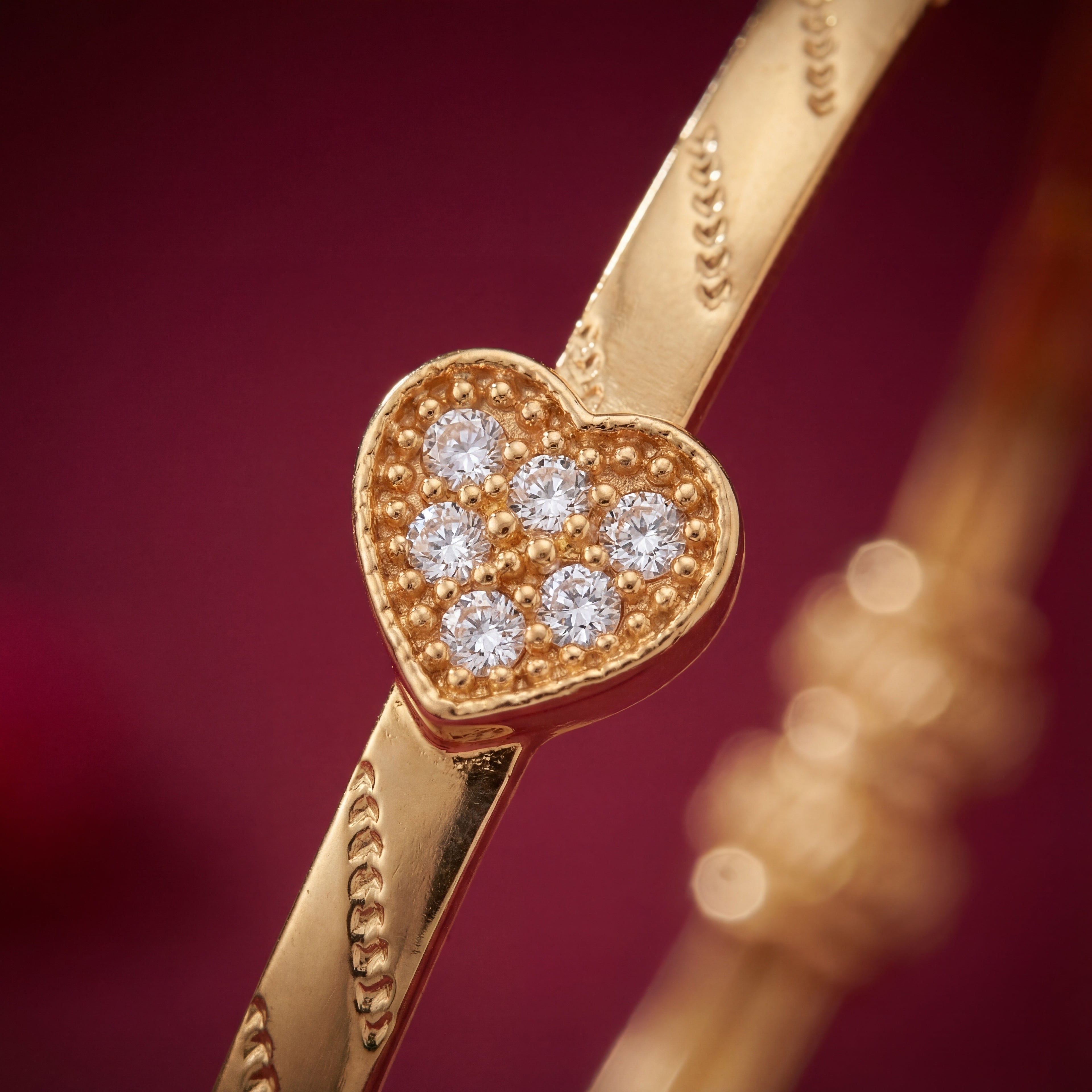 Gold Plated Heart Design Bangles with AD Stones - KB001